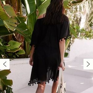 Seafolly Womens Black Crochet Trim mini kaftan Medium